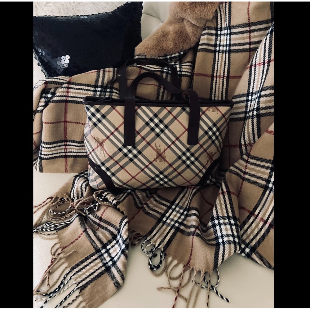 Burberry Haymarket Check Studded Tote